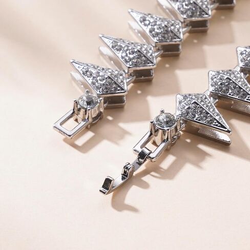 XU-SHITONG Crystal geometric chain bracelet, suitable for both men and women, length of 7.5 inches, featuring water diamond triangular design. in Saudi Arabia