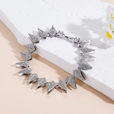 XU-SHITONG Crystal geometric chain bracelet, suitable for both men and women, length of 7.5 inches, featuring water diamond triangular design. in Saudi Arabia
