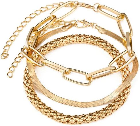Vintage Retro Gold Snake Bone Chain Multi-Layer Bracelet 3-Piece Set – Creative and Trendy Alloy Jewelry for Women in Saudi Arabia