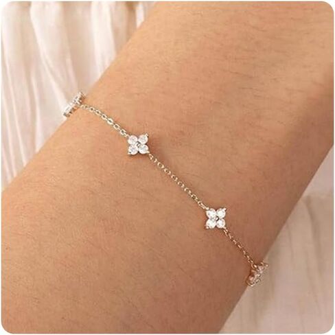 Gold Bracelets for Women Dainty Cubic Zirconia Stackable Link Chain Hypoallergenic Gold Silver Plated Bracelet Jewelry Gifts in Saudi Arabia