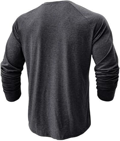 Men's T-Shirt Solid Color Long Sleeve Casual Pullover Shirts Lightweight Soft Stretch Basic Tops,Dark Grey in Saudi Arabia