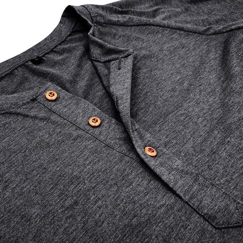 Men's T-Shirt Solid Color Long Sleeve Casual Pullover Shirts Lightweight Soft Stretch Basic Tops,Dark Grey in Saudi Arabia
