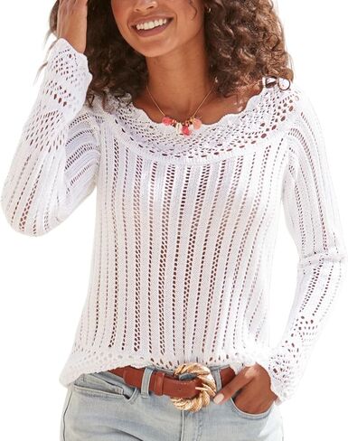 LASCANA Women's Crochet Detail Sweater - Stylish Knit with Elegant Accents for Casual Wear in Saudi Arabia