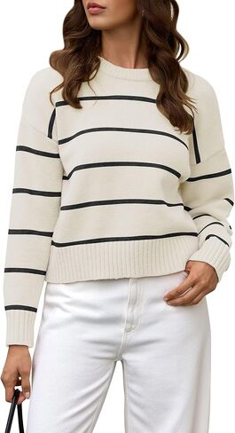 ZAFUL Womens Sweater Long Sleeve Crewneck Soft Basic Knit 2025 Fall Loose Fit Pullover Tops in Saudi Arabia