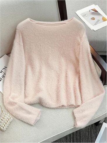 Verdusa Women's Floral Sequin Fuzzy Cozy Sweaters Faux Pearl Knit Tops Fall Pullovers in Saudi Arabia