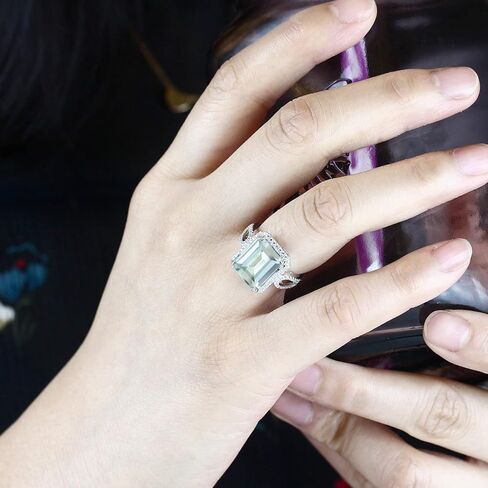 Gem Stone King 6.23 Cttw Sky Blue Simulated Aquamarine Ring For Women | 925 Sterling Silver | Emerald Cut 12X10MM | Gemstone Birthstone | Wedding Engagement Anniversary Promise Ring For Women in Saudi Arabia