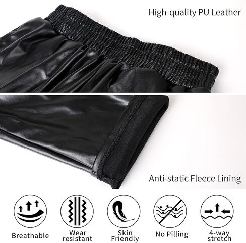 Women Faux Leather Pants Straight Leg Casual Pants High Waist Split Hem Stretchy Flare Pants Streetwear in Saudi Arabia