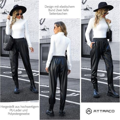 Women Faux Leather Pants Straight Leg Casual Pants High Waist Split Hem Stretchy Flare Pants Streetwear in Saudi Arabia