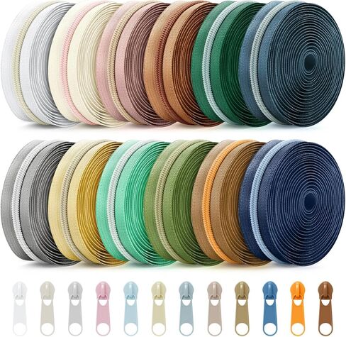 SOLSEW 36 ياردة 12 PCS السوستة الملونة لخياطة #5 ألوان متناقضة النايلون متنوعة من السوستة من قبل الفناء مع 120 منزلق للنساء الرجال DIY خياط الحبس لوازمة الحرف اليدوية in Kuwait