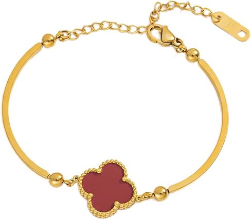 TBAKPU 18K Gold Plated Four Leaf Clover Bangle Bracelet for Women, Stainless Steel Lucky Charm Cuff Bangle, Elegant Jewelry Gift for Birthday in Saudi Arabia