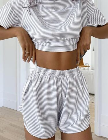 Womens Pajamas Sets Summer 2 Piece Pajamas Sets Trendy 2025 Short Sleeve Sleepwear Pjs Lounge Split Short Sets in Saudi Arabia