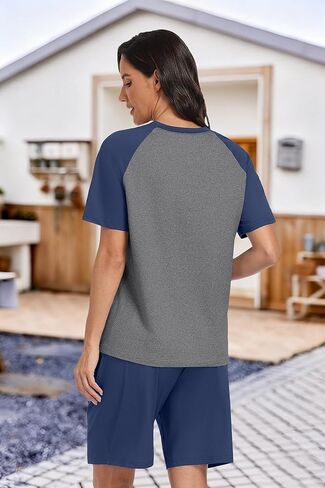 PrinStory Mens Pajama Sets Summer Pjs Sleepwear Nightwear Lightweight Quick Dry Soft Short Sleeve Sleep Set With Pocket S-4XL in Saudi Arabia