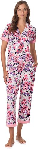 Anne Klein Womens Short Sleeve Button Down Pajama Top & Capri Pant Set - Soft Sweater Knit - Matching Sleepwear & Loungewear in Kuwait