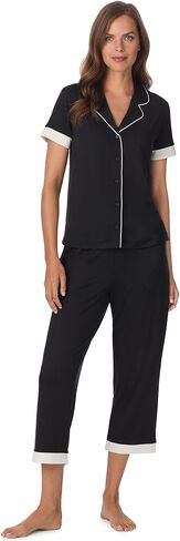 Anne Klein Womens Short Sleeve Button Down Pajama Top & Capri Pant Set - Soft Sweater Knit - Matching Sleepwear & Loungewear in Kuwait