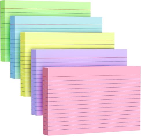 250 Count Index Cards 3x5 Inch 180gsm Heavy Weight Colored Flash Card (50 Sheets Each), Note Taking for Students, Teachers, Professionals, Study Note Cards for Office Home School in Kuwait