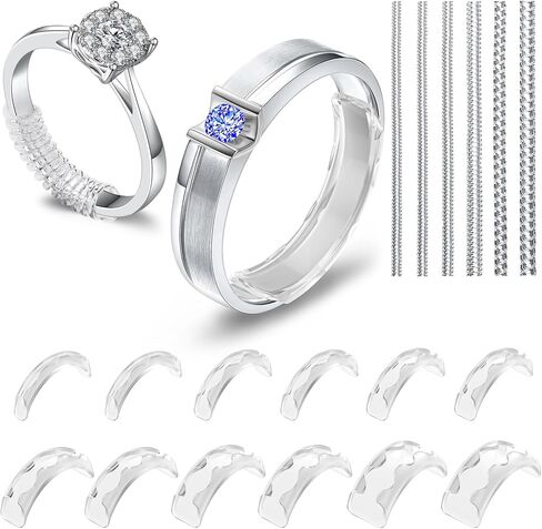 Xixter Ring Sizers للحلقات الفضفاضة ، تقلل من الحجم بمقدار 0.5-1 دون تغيير حجم الحلقات ، وضابط الفواصل الخاتم غير المرئي للرجال والنساء ، ولم يأتوا أبدًا ودوران ، 14 Pack 2 Styles in Kuwait