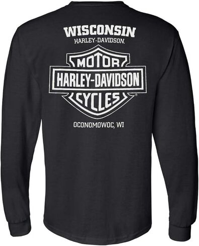 Harley-Davidson Men's Distressed Ragged Skull Crew-Neck Long Sleeve Shirt, Black in Saudi Arabia