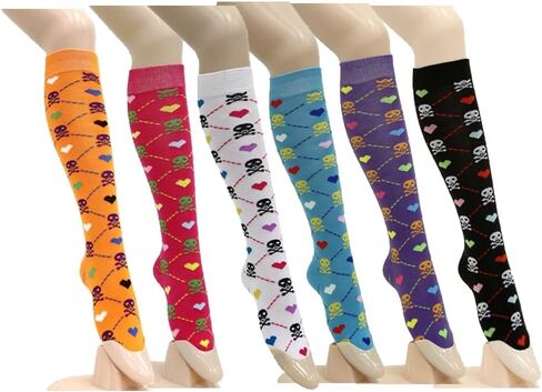 COUVER 6 Pairs Women's Fancy Design Multi Colorful Patterned Knee High Socks in Saudi Arabia