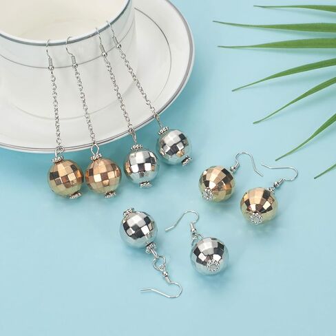 ERDOGLY Disco Ball Earrings for Women, Gold/Silver Disco Mirrorball Earrings Women 70s Outfits Accessories for Dance Party, Halloween in Saudi Arabia