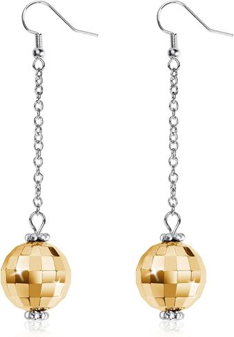 ERDOGLY Disco Ball Earrings for Women, Gold/Silver Disco Mirrorball Earrings Women 70s Outfits Accessories for Dance Party, Halloween in Saudi Arabia