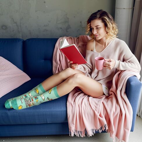 nhnsbdfc Book and Reading Socks for Adults-Funny Novelty Gifts for Book Lovers Reader Bookworm White Elephant Gifts for Adult in Saudi Arabia