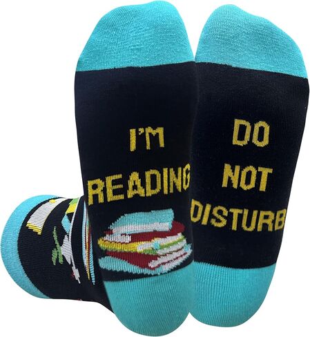 nhnsbdfc Book and Reading Socks for Adults-Funny Novelty Gifts for Book Lovers Reader Bookworm White Elephant Gifts for Adult in Saudi Arabia