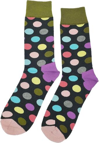 SockFly Polka Dot Dress Socks Funny Novelty Crazy Fun Design Men Size 8-12 Cotton Casual Crew Colorful Funky Gift for Men in Saudi Arabia