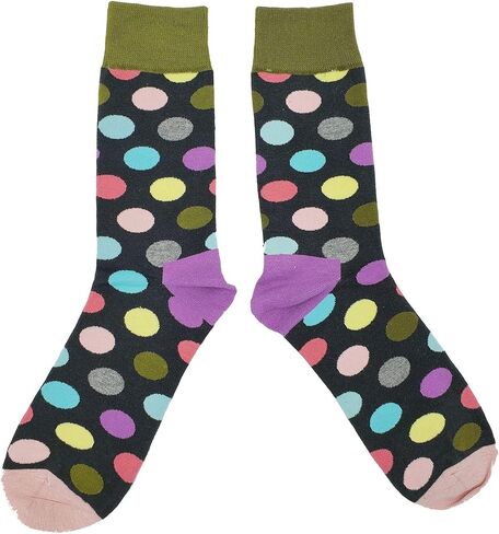 SockFly Polka Dot Dress Socks Funny Novelty Crazy Fun Design Men Size 8-12 Cotton Casual Crew Colorful Funky Gift for Men in Saudi Arabia