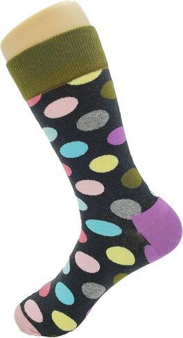 SockFly Polka Dot Dress Socks Funny Novelty Crazy Fun Design Men Size 8-12 Cotton Casual Crew Colorful Funky Gift for Men in Saudi Arabia