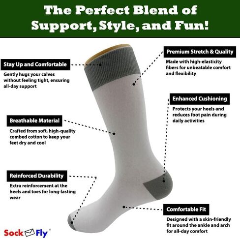 SockFly Polka Dot Dress Socks Funny Novelty Crazy Fun Design Men Size 8-12 Cotton Casual Crew Colorful Funky Gift for Men in Saudi Arabia