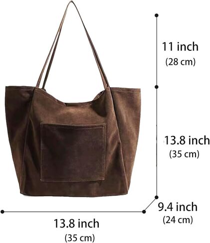 Suede Hobo Bag for Women 2 Pcs Purse Slouchy Faux Suede Tote Bag Leather Handbag in Saudi Arabia