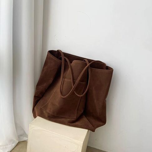 Suede Hobo Bag for Women 2 Pcs Purse Slouchy Faux Suede Tote Bag Leather Handbag in Saudi Arabia