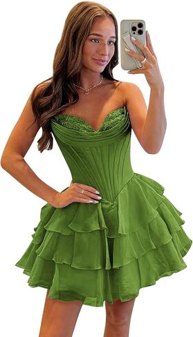 GUKARLEED Floral Homecoming Dresses for Teens Layered Homecoming Gown Off The Shoulder Short Lace Appliques Formal Prom Dress in Saudi Arabia