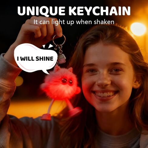 OMTLED Light Up Plush Keyrings Cute Fur Ball Keychains Fluffy Tote Pendant Glow Bag Charms Purse Key Chains in Saudi Arabia
