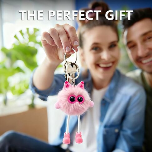 OMTLED Light Up Plush Keyrings Cute Fur Ball Keychains Fluffy Tote Pendant Glow Bag Charms Purse Key Chains in Saudi Arabia
