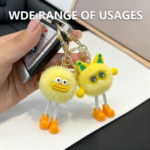 OMTLED Light Up Plush Keyrings Cute Fur Ball Keychains Fluffy Tote Pendant Glow Bag Charms Purse Key Chains in Saudi Arabia