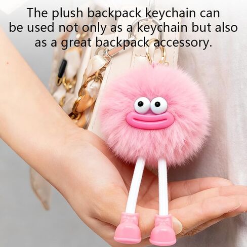 OMTLED Light Up Plush Keyrings Cute Fur Ball Keychains Fluffy Tote Pendant Glow Bag Charms Purse Key Chains in Saudi Arabia