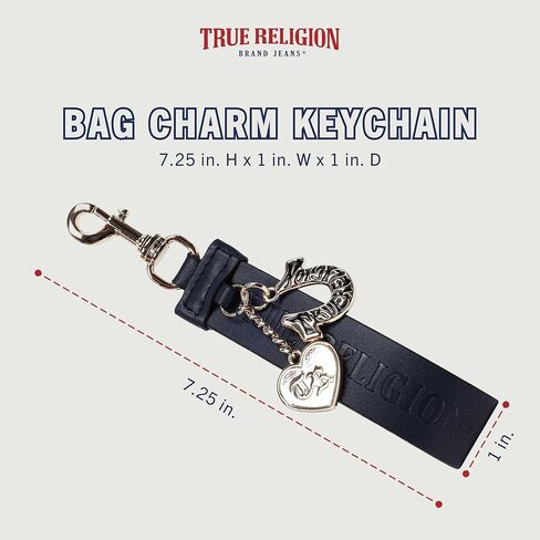 True Religion womens True Religion Bag Charm Keychain, Embossed Logo Strap Accessory With Heart and Horseshoe Pendants in Saudi Arabia