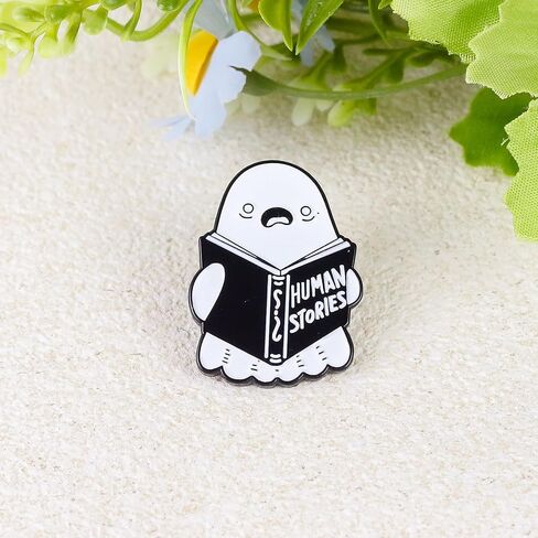 Human Stories Funny Ghost Enamel Pin, Boo Meme Pin Brooches, Spooky Season Gift For Goth Friend Sassy Girl Woman, Internet Dark Humor Quote Brooches, Halloween Vibes Lapel Badge, Boo Crew Accessories in Saudi Arabia
