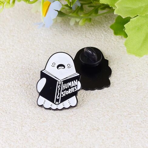 Human Stories Funny Ghost Enamel Pin, Boo Meme Pin Brooches, Spooky Season Gift For Goth Friend Sassy Girl Woman, Internet Dark Humor Quote Brooches, Halloween Vibes Lapel Badge, Boo Crew Accessories in Saudi Arabia