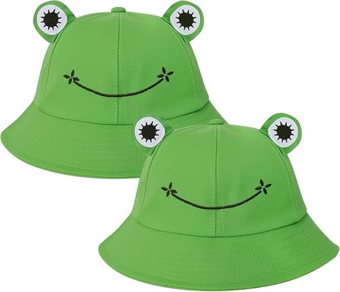 Ycctvar 2PCS Frog Sun Bucket Hats Women Men Beach Fisherman Summer Protection Ladies Round Cotton Funny Travel Packable Cap in Saudi Arabia