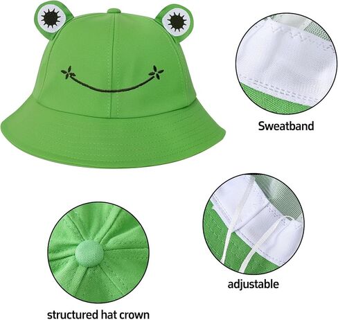 Ycctvar 2PCS Frog Sun Bucket Hats Women Men Beach Fisherman Summer Protection Ladies Round Cotton Funny Travel Packable Cap in Saudi Arabia