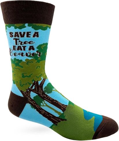 Fabdaz Save a Tree Eat a Beaver Men's Novelty Crew Socks - 1 Pair, 1 Size Fits Most in Saudi Arabia