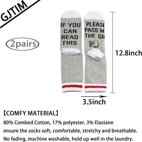 2 PAIRS Gin Themed Gift Gin Drinker Drinking Gift Please Pass Me The Gin Socks For Alcohol Lover Gift in Saudi Arabia