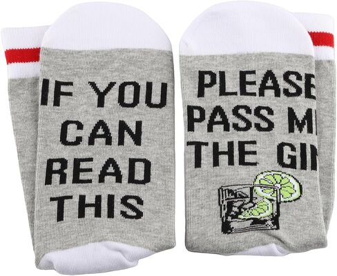 2 PAIRS Gin Themed Gift Gin Drinker Drinking Gift Please Pass Me The Gin Socks For Alcohol Lover Gift in Saudi Arabia