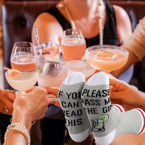 2 PAIRS Gin Themed Gift Gin Drinker Drinking Gift Please Pass Me The Gin Socks For Alcohol Lover Gift in Saudi Arabia