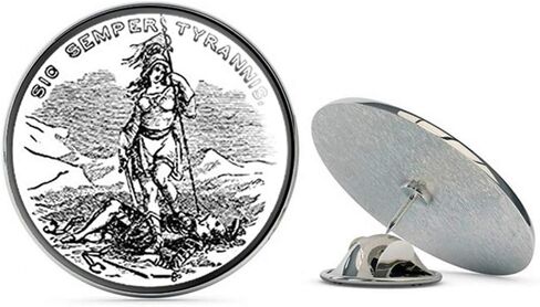 NYC Jewelers Round Sic Semper Tyrannis (va Virginia Patriot Tea) Metal 0.75" Lapel Hat Pin Tie Tack Pinback in Saudi Arabia