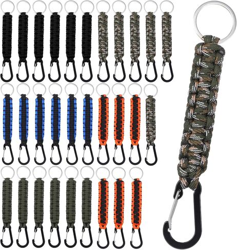 MBAIYO 30 Pcs Paracord Keychain, Military Braided Keychain Strap with Key Ring Key Chain for Backpacks Camping Hiking Fishing Durable Paracord Accessories Rope for Men and Women in Saudi Arabia
