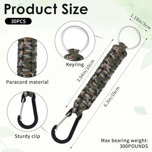 MBAIYO 30 Pcs Paracord Keychain, Military Braided Keychain Strap with Key Ring Key Chain for Backpacks Camping Hiking Fishing Durable Paracord Accessories Rope for Men and Women in Saudi Arabia