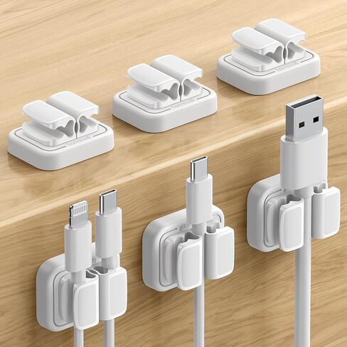 8pack Cord Organizer [1S Lock] مقاطع إدارة الكابلات الربيعة - حامل الحبل المكتبي Lamicall ، مقطع كابل دائري لطيف ، حارس منظم سلك الشاحن للهاتف لملحقات المكتب منضدة السيارة ، أبيض in Kuwait
